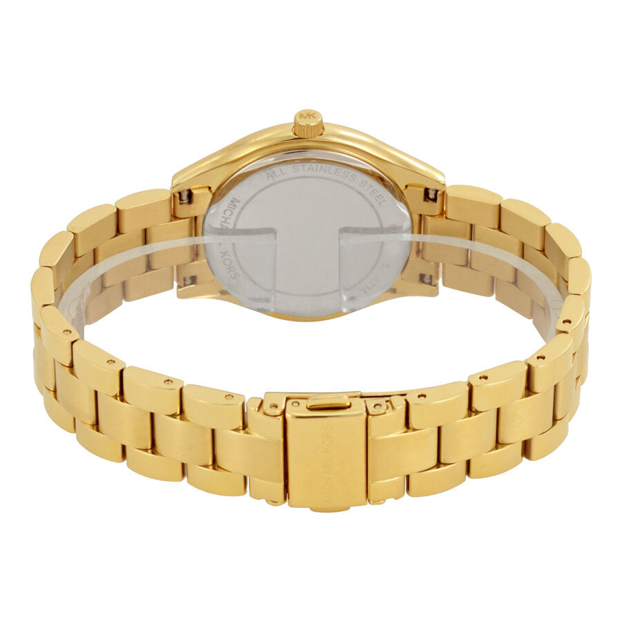 Michael Kors Mini Runway Slim Gold Dial Gold Steel Strap Watch for Women - MK3512