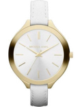 Michael Kors Slim Runway White Dial White Leather Strap Watch For Women - MK2273