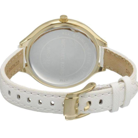 Michael Kors Slim Runway White Dial White Leather Strap Watch For Women - MK2273