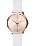 Michael Kors Portia Rose Gold Dial White Leather Strap Watch For Women - MK2660