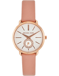 Michael Kors Petite Portia Silver Dial Pink Rubber Strap Watch For Women - MK2735