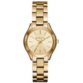 Michael Kors Mini Runway Slim Gold Dial Gold Steel Strap Watch for Women - MK3512