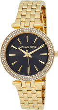 Michael Kors Mini Darci Quartz Black Dial Gold Steel Strap Watch For Women - MK3738