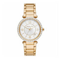 Michael Kors Parker Mother of Pearl White Dial Gold Steel Strap Watch For Women - MK4693
