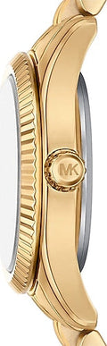 Michael Kors Lexington Three-Hand Blue Dial Gold Steel Strap Watch for Women - MK4802