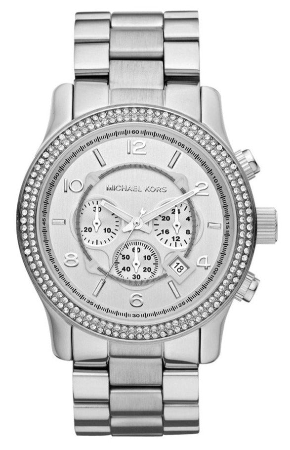 Michael Kors Runway Chronograph Quartz Silver Dial Silver Steel Strap Watch For Women - MK5574