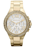 Michael Kors Camille Silver Diamonds Dial Gold Steel Strap Watch for Women - MK5756