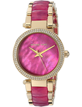 Michael Kors Parker Pink Mother of Pearl Dial Two Tone Steel Strap Watch for Women - MK6490