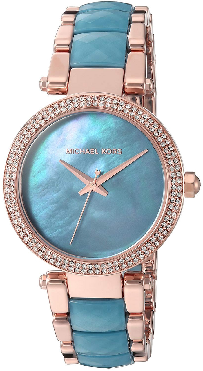 Michael Kors Parker Blue Mother of Pearl Dial Two Tone Steel Strap  Watch for Women - MK6491