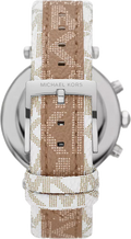 Michael Kors Parker Chronograph White Dial Two Tone Leather Strap Watch For Women - MK6950