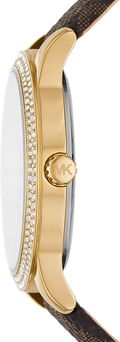 Michael Kors Tibby Multifunction Gold Dial Brown Leather Strap Watch For Women - MK6966