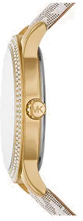 Michael Kors Tibby Multifunction Silver Dial White Leather Strap Watch For Women - MK6967