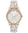 Michael Kors Tibby Multifunction Silver Dial White Leather Strap Watch For Women - MK6967