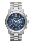 Michael Kors Stop Hunger Chronograph Blue Dial Silver Steel Strap Watch for Men - MK8314