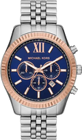 Michael Kors Lexington Chronograph Blue Dial Silver Steel Strap Watch For Men - MK8689