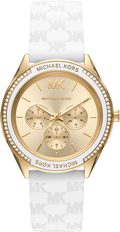 Michael Kors Jessa Quartz Gold Dial White Silicone Strap Watch For Women - MK7267