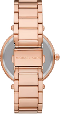 Michael Kors Parker Three-Hand Mother of Pearl White Dial Rose Gold Steel Strap Watch For Women - MK4695