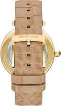 Michael Kors Parker Three-Hand Gold Dial Brown Leather Strap Watch For Women - MK4725
