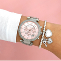 Michael Kors Parker Chronograph Pink Dial Silver Steel Strap Watch For Women - MK6105