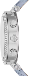 Michael Kors Parker Silver Dial Blue Leather Strap Watch For Women - MK6936