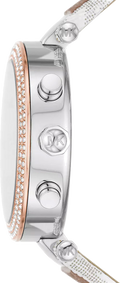 Michael Kors Parker Chronograph White Dial Two Tone Leather Strap Watch For Women - MK6950