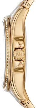 Michael Kors Mini Pilot Quartz Gold Dial Gold Steel Strap Watch For Women - MK7366