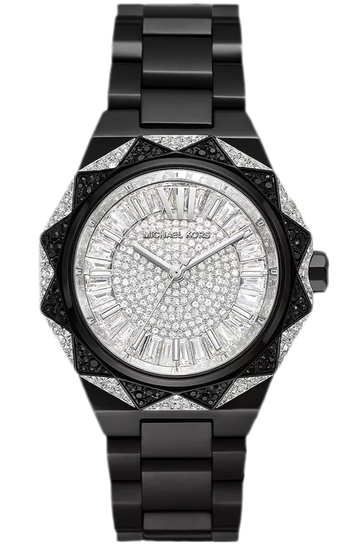 Michael Kors Raquel Three Hand Silver Dial Black Steel Strap Watch For Women - MK4692