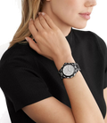 Michael Kors Raquel Three Hand Silver Dial Black Steel Strap Watch For Women - MK4692
