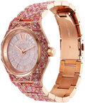 Michael Kors Raquel Three-Hand Crystals Pink Dial Rose Gold Steel Strap Watch For Women - MK7343
