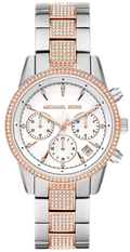 Michael Kors Ritz Chronograph White Dial Two Tone Steel Strap Watch For Women - MK6651