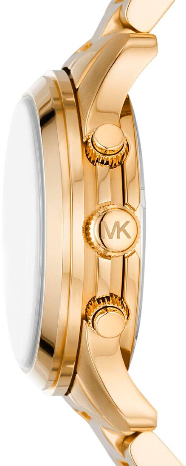 Michael Kors Runway Chronograph Gold Dial Gold Steel Strap Watch For Women - MK7323
