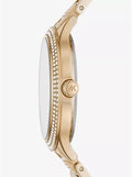 Michael Kors Slim Runway Crystals Gold Dial Gold Steel Strap Watch for Women - MK3632