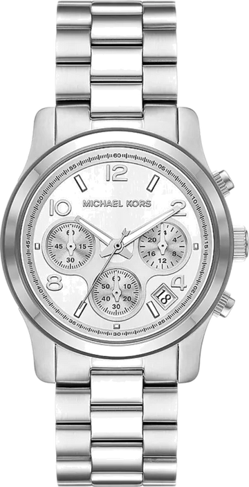 Michael Kors Runway Chronograph Silver Dial Silver Steel Strap Watch For Women - MK7325