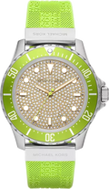 Michael Kors Everest Three Hand Crystals Silver Dial Green Silicone Strap Watch For Women - MK7360
