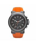 Michael Kors Dylan Chronograph Grey Dial Orange Rubber Strap Watch for Men - MK8296