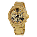 Michael Kors Wren Chronograph Crystal Pave Gold Dial Gold Steel Strap Watch for Women - MK6095