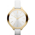 Michael Kors Slim Runway White Dial White Leather Strap Watch For Women - MK2273