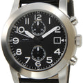 Marc Jacobs Larry Chronograph Black Dial Black Leather Strap Watch for Men - MBM5033