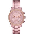 Michael Kors Ritz Chronograph Rose Gold Dial Rose Gold Steel Strap Watch For Women - MK6753