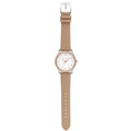 Michael Kors Layton Mother of Pearl White Dial Brown Leather Strap Watch For Women - MK2910
