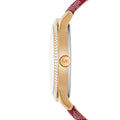 Michael Kors Tibby Multifunction Silver Dial Red Leather Strap Watch For Women - MK2975