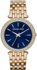 Michael Kors Darci Blue Dial Gold Steel Strap Watch for Women - MK3406