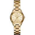 Michael Kors Mini Runway Slim Gold Dial Gold Steel Strap Watch for Women - MK3512