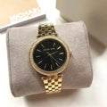 Michael Kors Mini Darci Quartz Black Dial Gold Steel Strap Watch For Women - MK3738