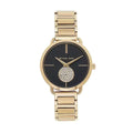 Michael Kors Portia Black Dial Gold Steel Strap Watch for Women - MK3788