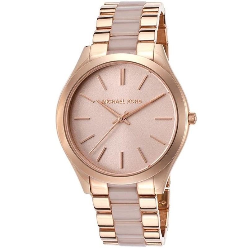 Michael Kors Slim Runway Rose Gold Dial Two Tone Steel Strap Watch for Women - MK4294