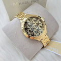 Michael Kors Slim Runway Crystals Gold Dial Gold Steel Strap Watch for Women - MK4659