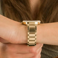 Michael Kors Parker Mother of Pearl White Dial Gold Steel Strap Watch For Women - MK4693