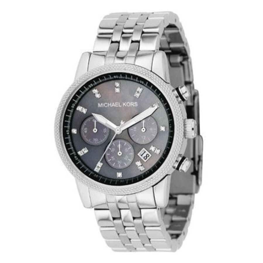 Michael Kors Jet Set Chronograph Blue Dial Silver Steel Strap Watch for Women - MK5021