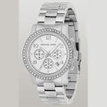 Michael Kors Brinkley Silver Dial with Diamonds Silver Steel Strap Watch for Women - MK5083